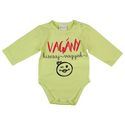 Vagány kiscsaj vagyok feliratos hosszú ujjú baba body zöld
