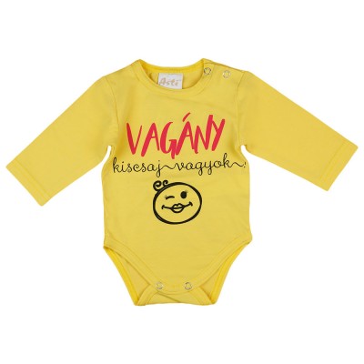 Vagány kiscsaj vagyok feliratos hosszú ujjú baba body sárga