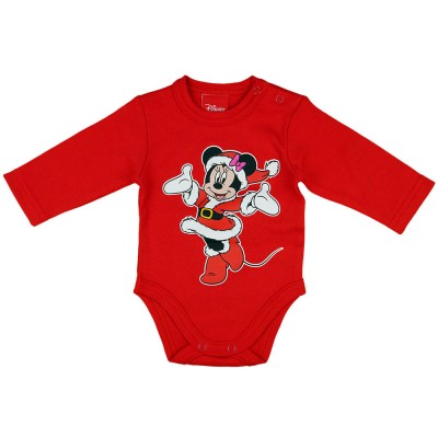 Disney Minnie karácsonyi hosszú ujjú baba body piros