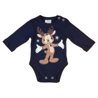 Disney Mickey karácsonyi hosszú ujjú baba body kék