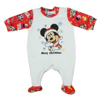 Belül bolyhos hosszú ujjú rugdalózó karácsonyi Mickey egér mintával