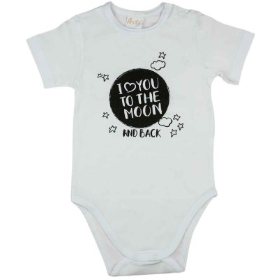 I love you to the moon and back feliratos rövid ujjú baba body fehér