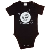 I love you to the moon and back feliratos rövid ujjú baba body fekete