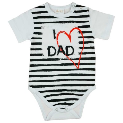 I LOVE MY DAD feliratos rövid ujjú baba body fehér
