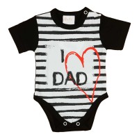 I LOVE MY DAD feliratos rövid ujjú baba body fekete