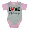 Love my family feliratos rövid ujjú baba body rózsa