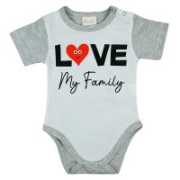 Love my family feliratos rövid ujjú baba body fehér