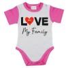 Love my family feliratos rövid ujjú baba body pink