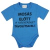 Rövid ujjú baba body Mosás előtt a kisgyereket távolítsa el! felirattal