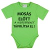 Rövid ujjú baba body Mosás előtt a kisgyereket távolítsa el! felirattal