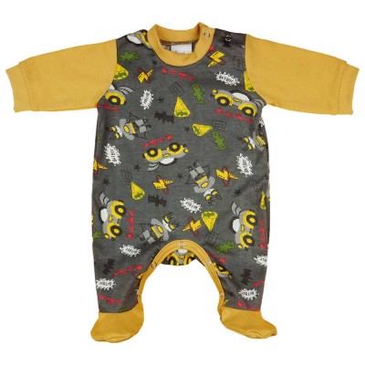 Hosszú ujjú kisfiú rugdalózó autós mintával