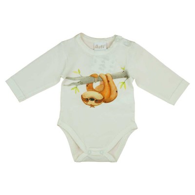 Hosszú ujjú baba body lajhár mintával