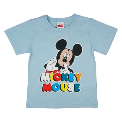 Rövid ujjú fiú póló Mickey mintával színes felirattal