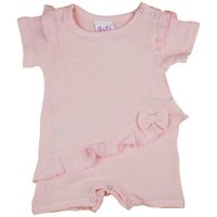 Rövid ujjú pamut krepp kislány baba napozó Rövid ujjú pamut krepp kislány baba napozó