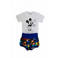 Rövidnadrágos kisfiú babaruha szett Mickey egér mintával