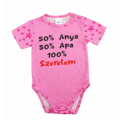 Feliratos rövid ujjú baba body