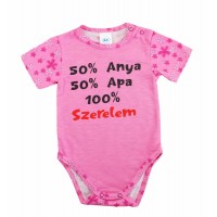 Feliratos rövid ujjú baba body
