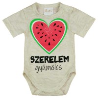 Rövid ujjú baba body Szerelem gyümölcs felirattal