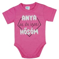 Rövid ujjú baba body Anya az én igazi hősöm felirattal