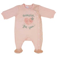 Hosszú ujjú vékony pamut rugdalózó szívecskés mintával Hosszú ujjú vékony pamut rugdalózó szívecskés mintával