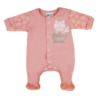 Hosszú ujjú vékony pamut rugdalózó cicás mintával Hosszú ujjú vékony pamut rugdalózó cicás mintával