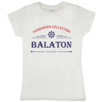 Rövid ujjú női póló Balatonos mintával