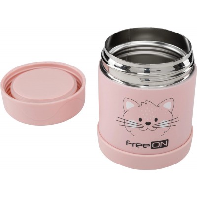 FreeON thermo ételtároló termosz 350 ml- Pink cica