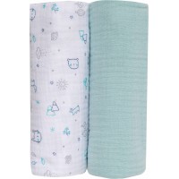 Bubaba muslin pelenka 70x70 cm (2 db)- Menta