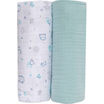Bubaba muslin pelenka 70x70 cm (2 db)- Menta