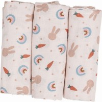 Bubaba by FreeON tetra textilpelenka 80 × 80 cm, 3 db – Carrots and Rainbow