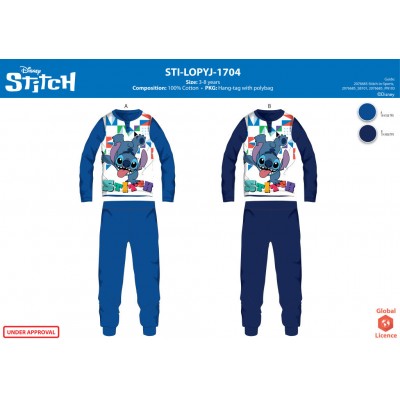 Disney Stitch jersey pamut pizsama - középkék - 104