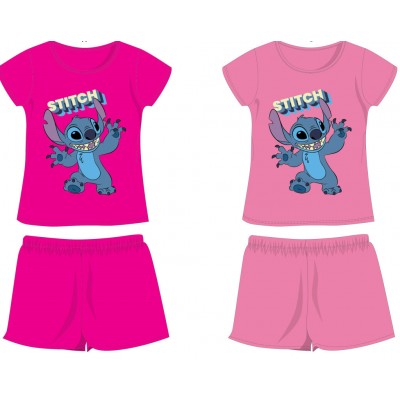 Disney Stitch pamut nyári együttes - póló-rövidnadrág szett - pink - 122