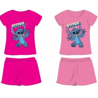 Disney Stitch pamut nyári együttes - póló-rövidnadrág szett - pink - 128