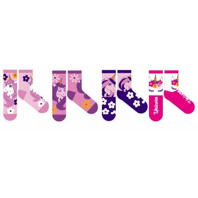 Unikornis gyerek pamut normál zokni - 4 pár/csomag - 27-30