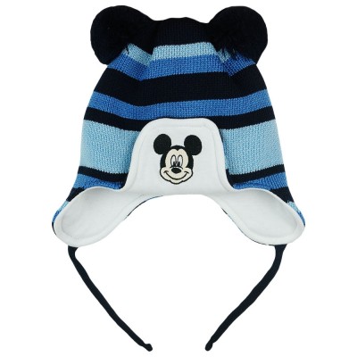 Disney Mickey csíkos| kötött| bélelt| bojtos sapka